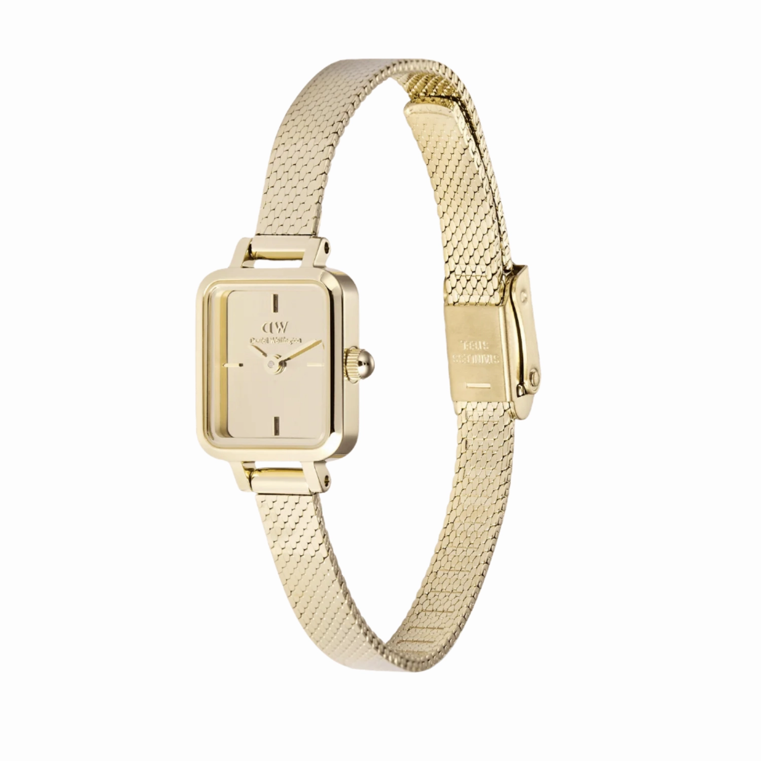 Daniel Wellington Quadro Mini Mirror Reflection Gold Dial Watch DW00100801