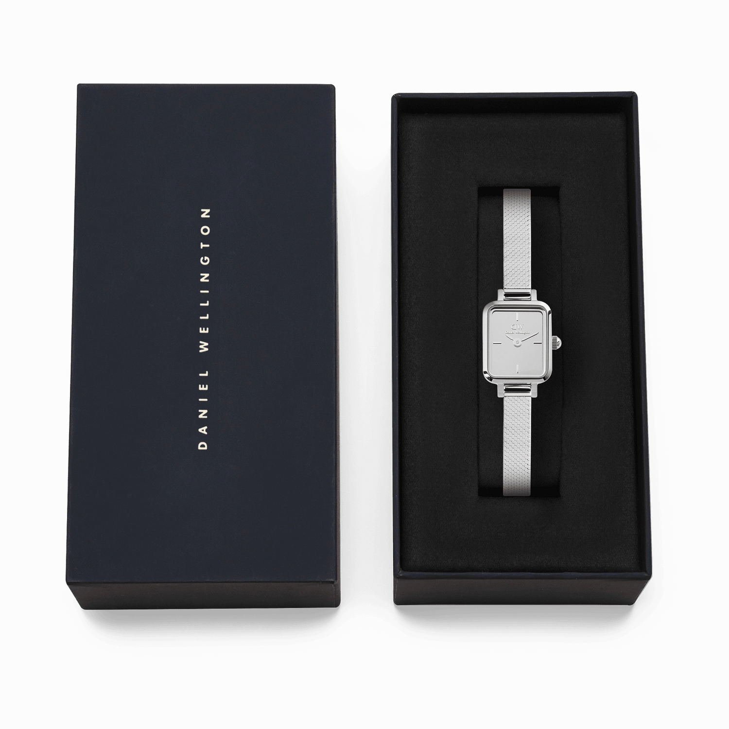 Daniel Wellington Quadro Mini Mirror Reflection Silver Dial Watch DW00100800