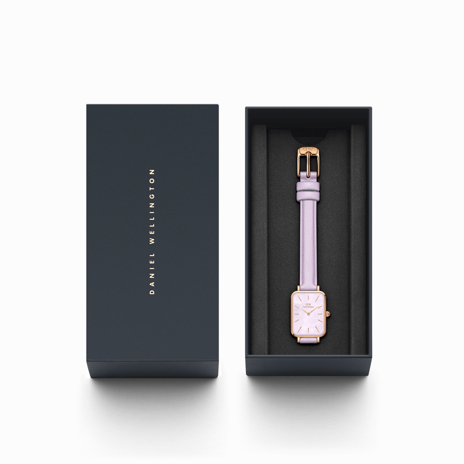 Daniel Wellington Quadro Purple Leather 20x26mm Purple Mother of Pearl Dial Watch DW00100637