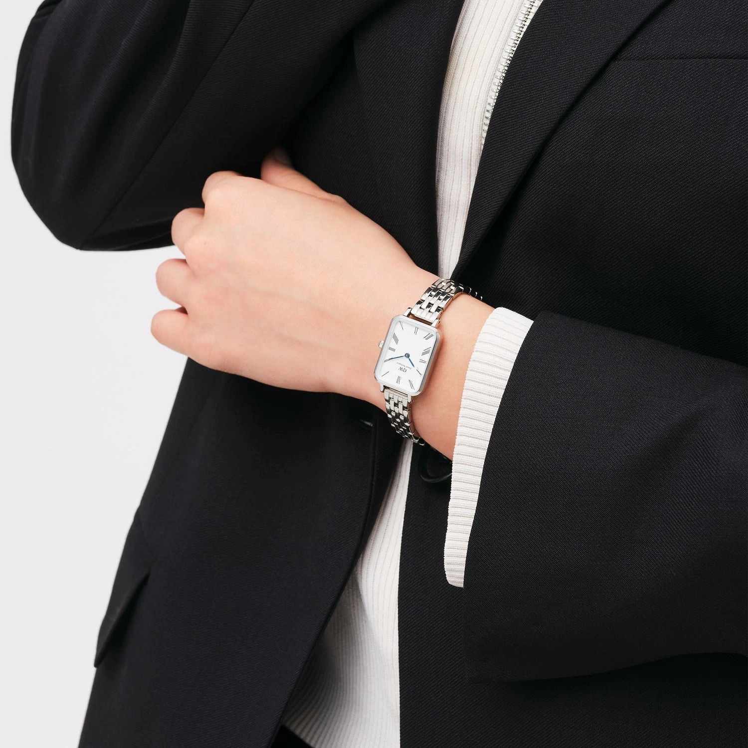 Daniel Wellington Quadro Roman Numerals 5-Link White Dial Watch DW00100691