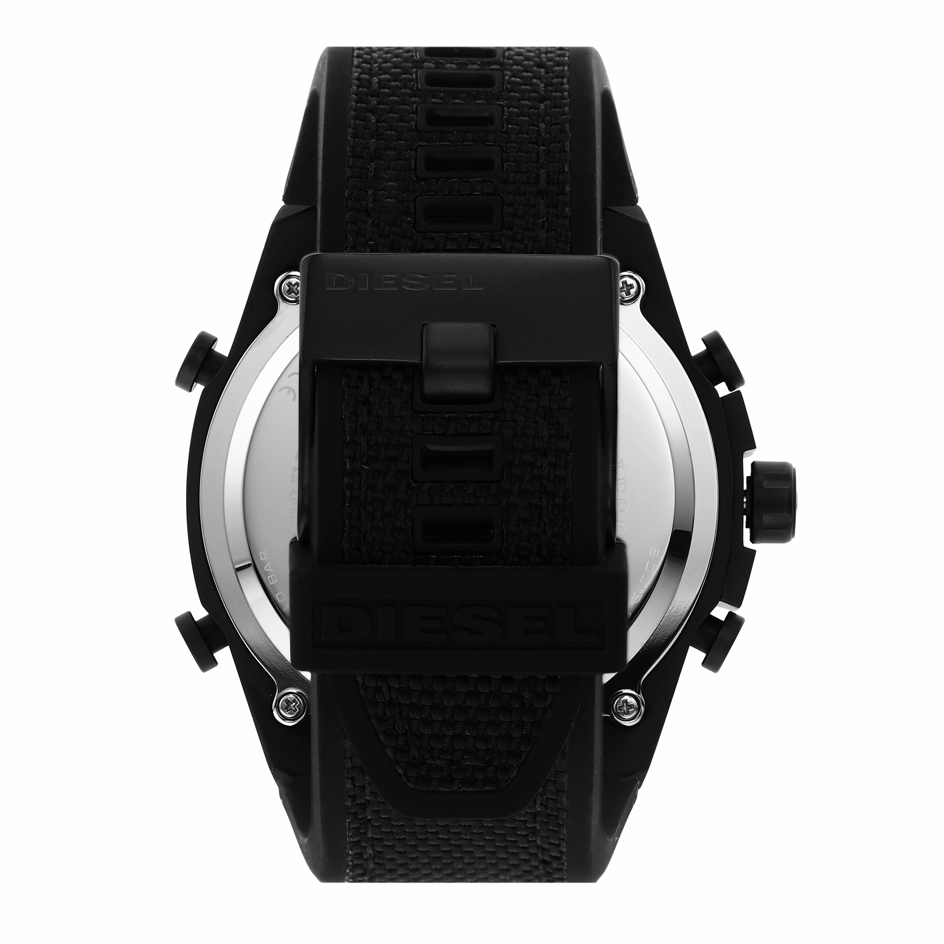 Diesel Mega Chief Multicolor Dial Analog-Digital Watch with Black Nylon and Silicone Strap DZ4548