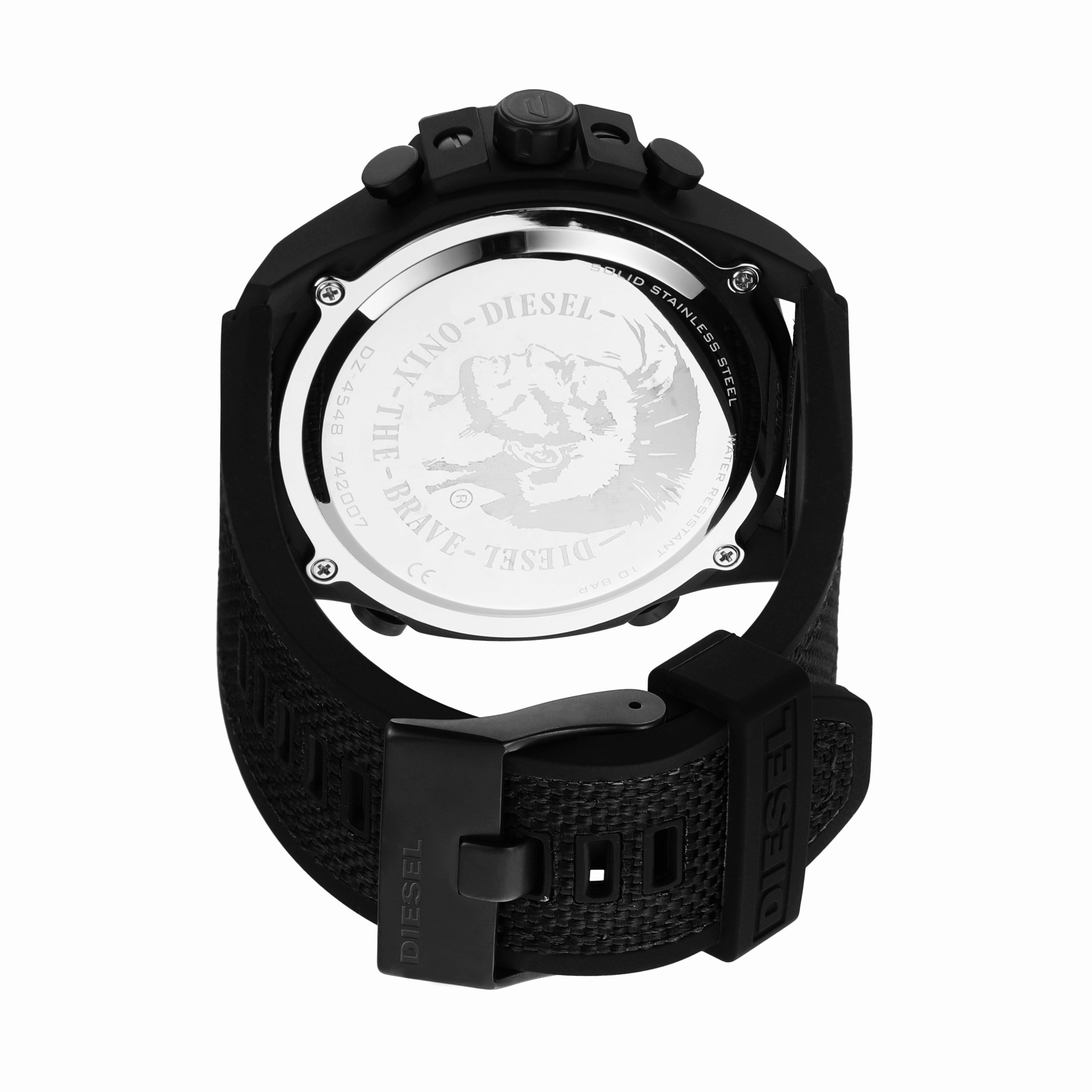 Diesel Mega Chief Multicolor Dial Analog-Digital Watch with Black Nylon and Silicone Strap DZ4548