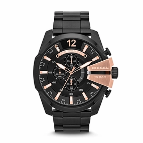 Diesel Men's Mega Chief Chronograph Black Stainless Steel Watch DZ4309