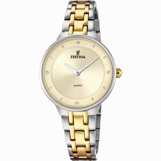 Elegant Beige Dial Stainless Steel Women's Watch by Festina Mademoiselle - Model F20625/2