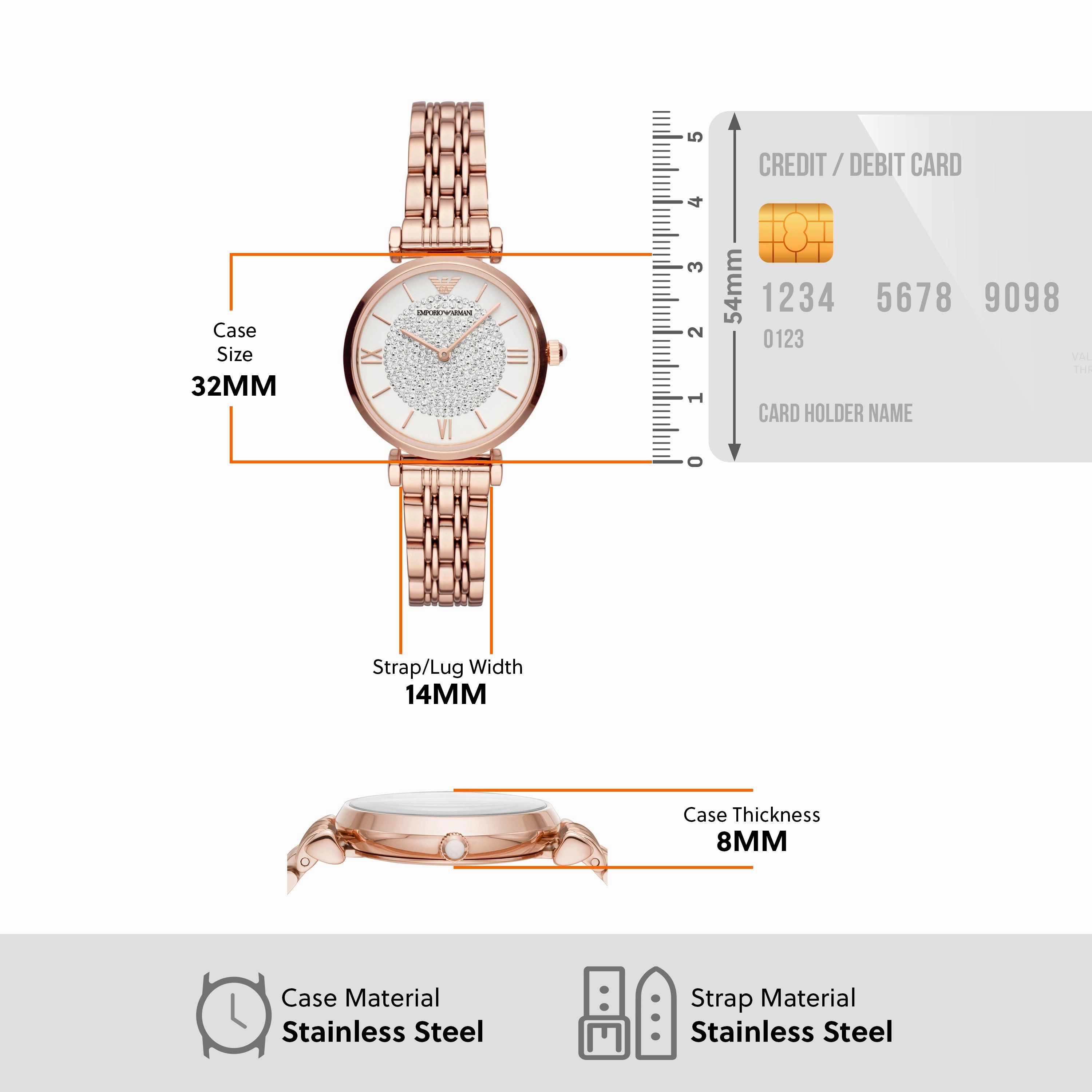 Emporio Armani Women's Rose Gold Stainless Steel Watch AR11244
