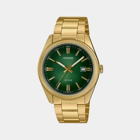 Enticer Men Quartz Green Dial Analog Stainless Steel Watch MTP-1302PGC-3AVEF A2374