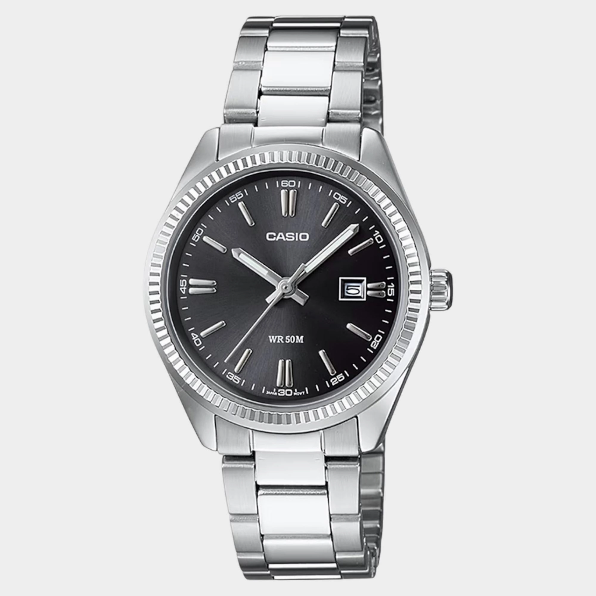 Enticer Women Quartz Black Dial Analog Stainless Steel Watch LTP-1302D-1A1VDF A1535