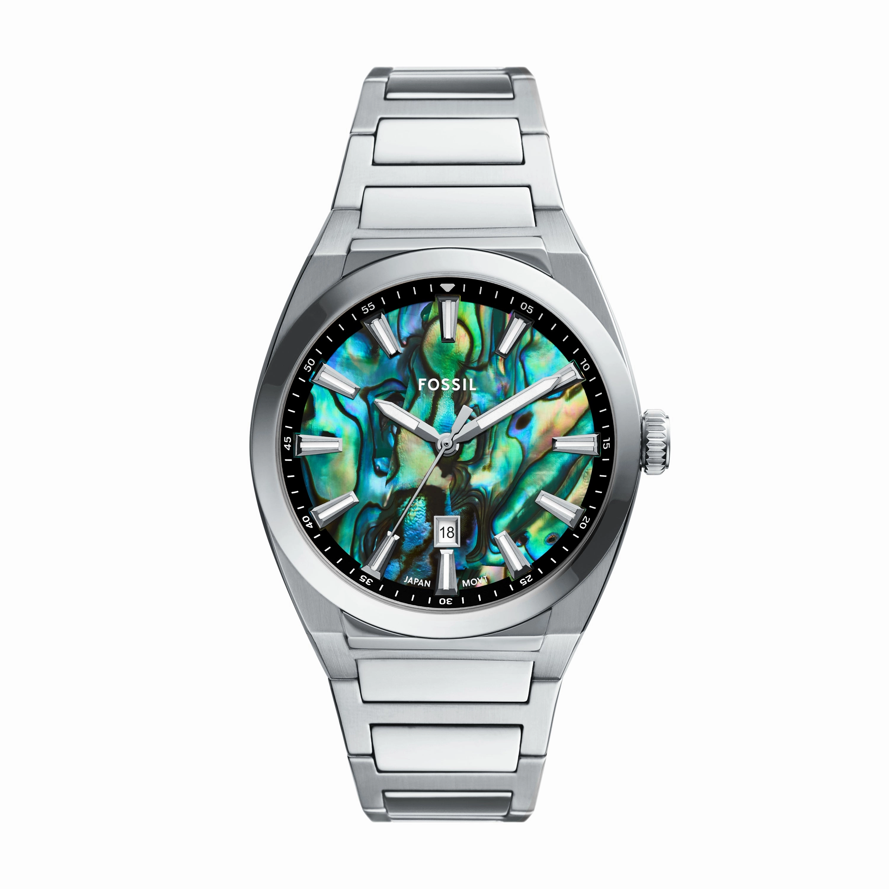 Everett Three-Hand Date Stainless Steel Watch