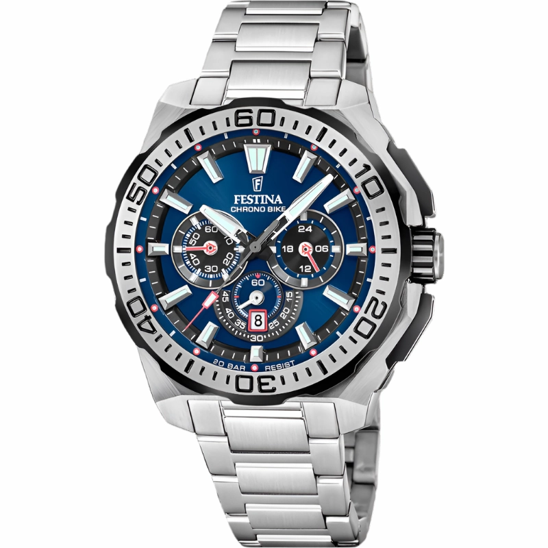 Festina Chrono Bike Blue Dial Stainless Steel Strap Watch f20724/2