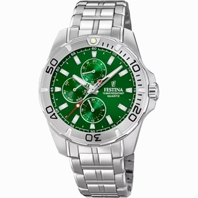 Festina Men's Elegant Stainless Steel Bracelet Watch with Green Dial F20445/7
