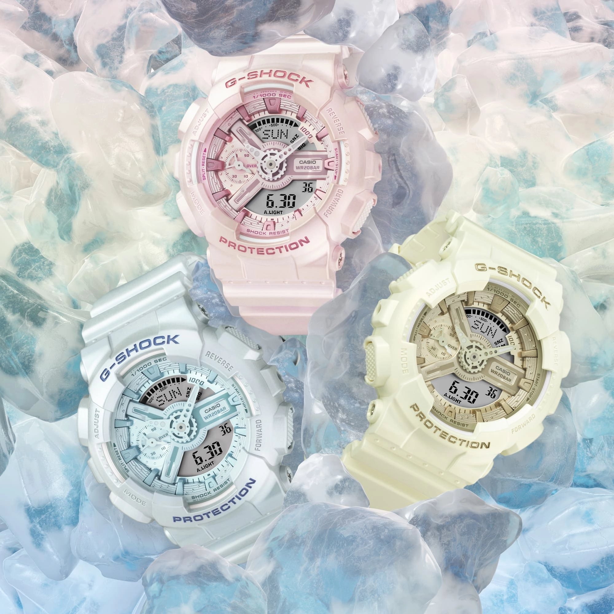 G-Shock Analog Digital White Dial White Resin Band Watch GMAS110ST-7A