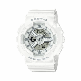 G-Shock Digital White Resin Band Watch BA110X-7A3