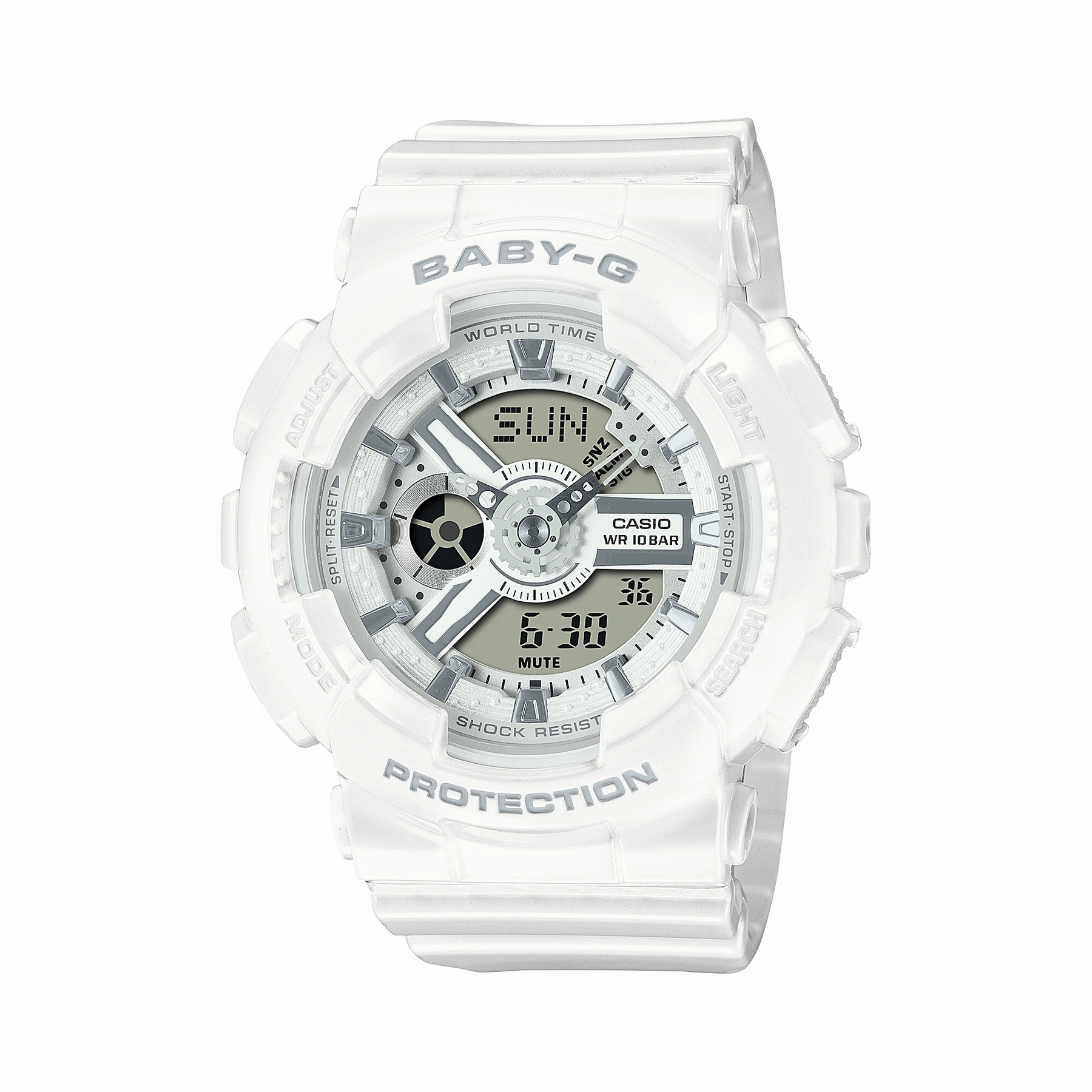 G-Shock Digital White Resin Band Watch BA110X-7A3