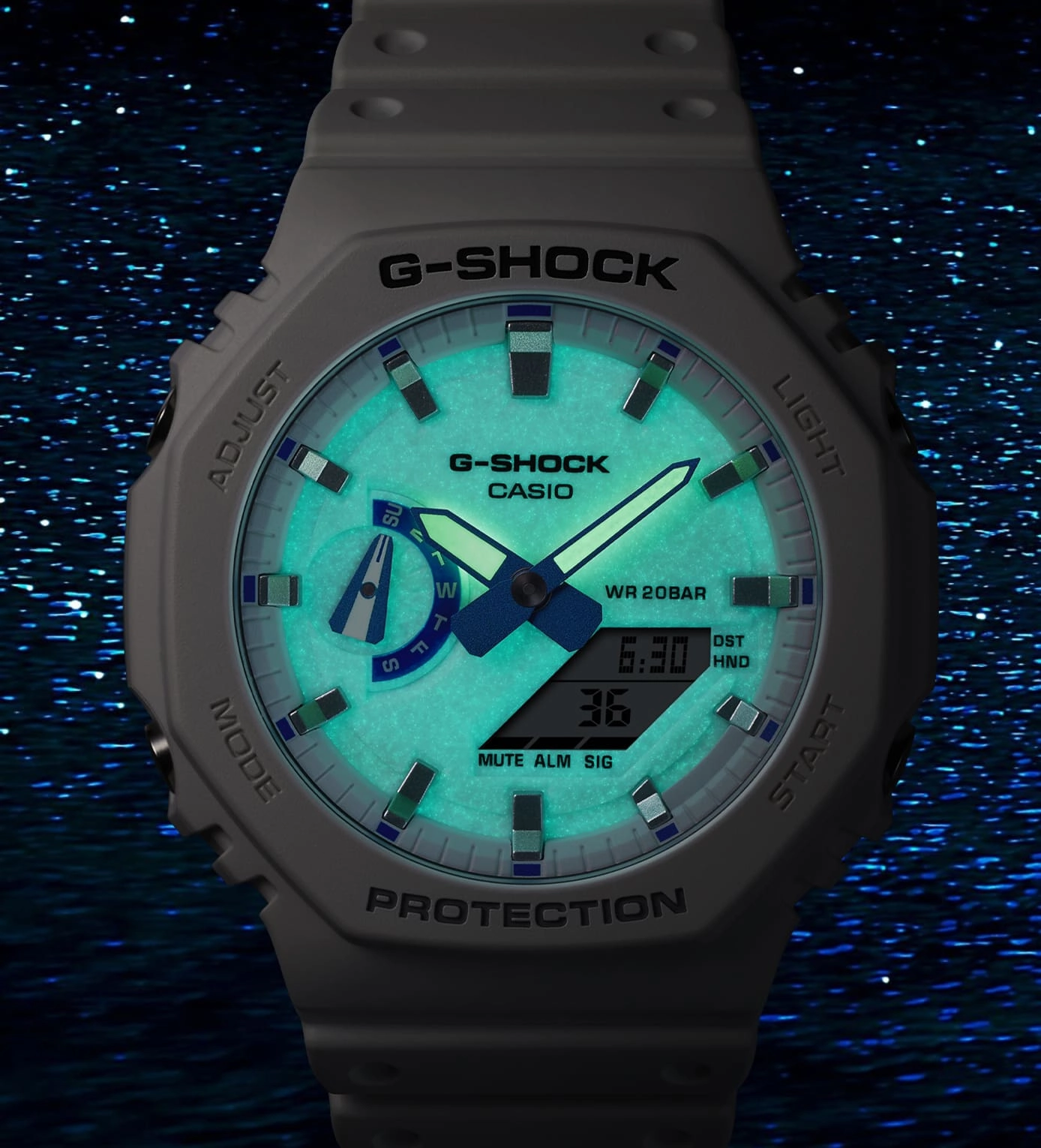 G-Shock Duo Sea of Star Glow White Resin Band Watch GA2100HDS-7A