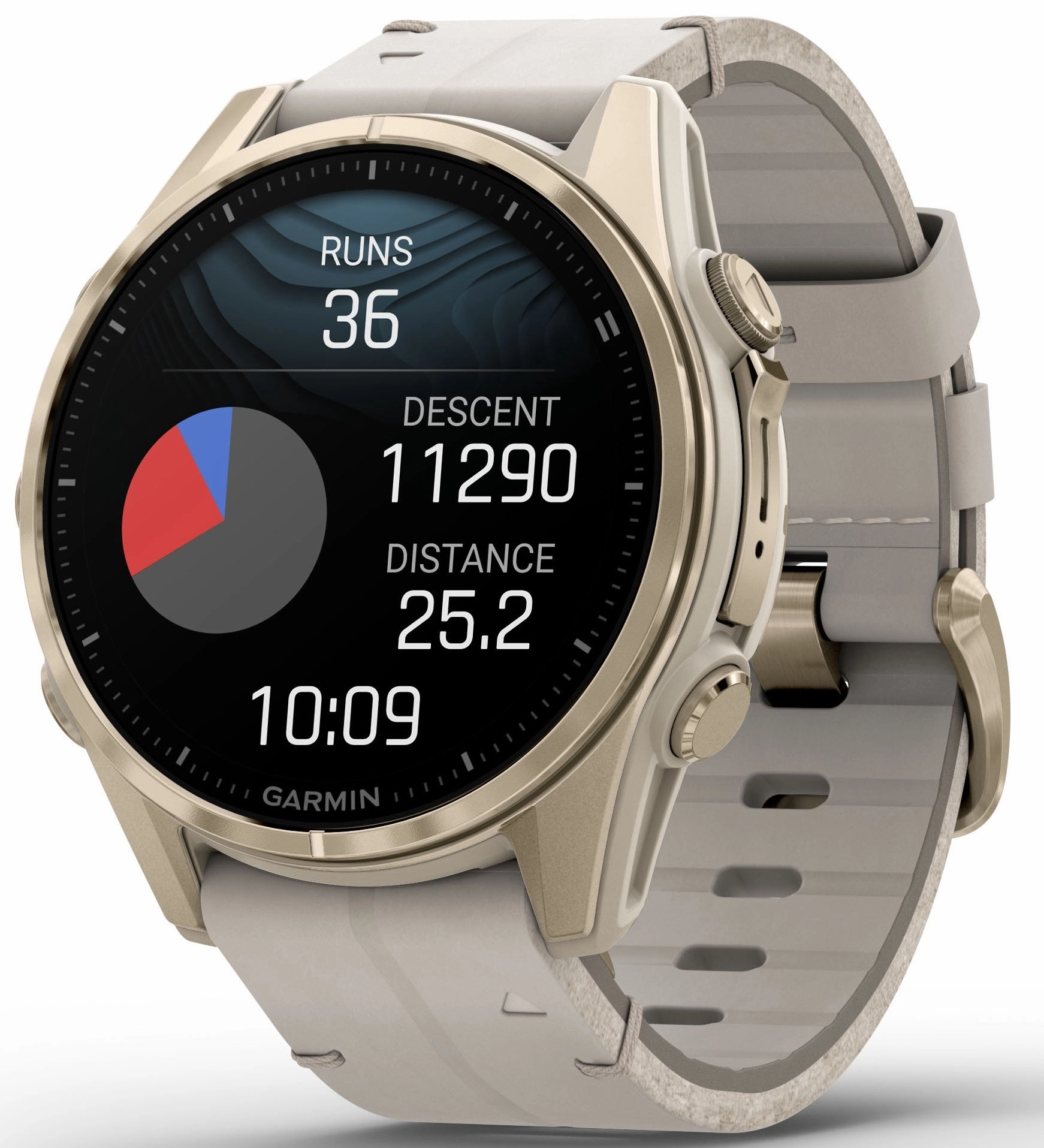 Garmin Fenix 8 43mm Sapphire AMOLED Soft Gold Limestone Leather Watch