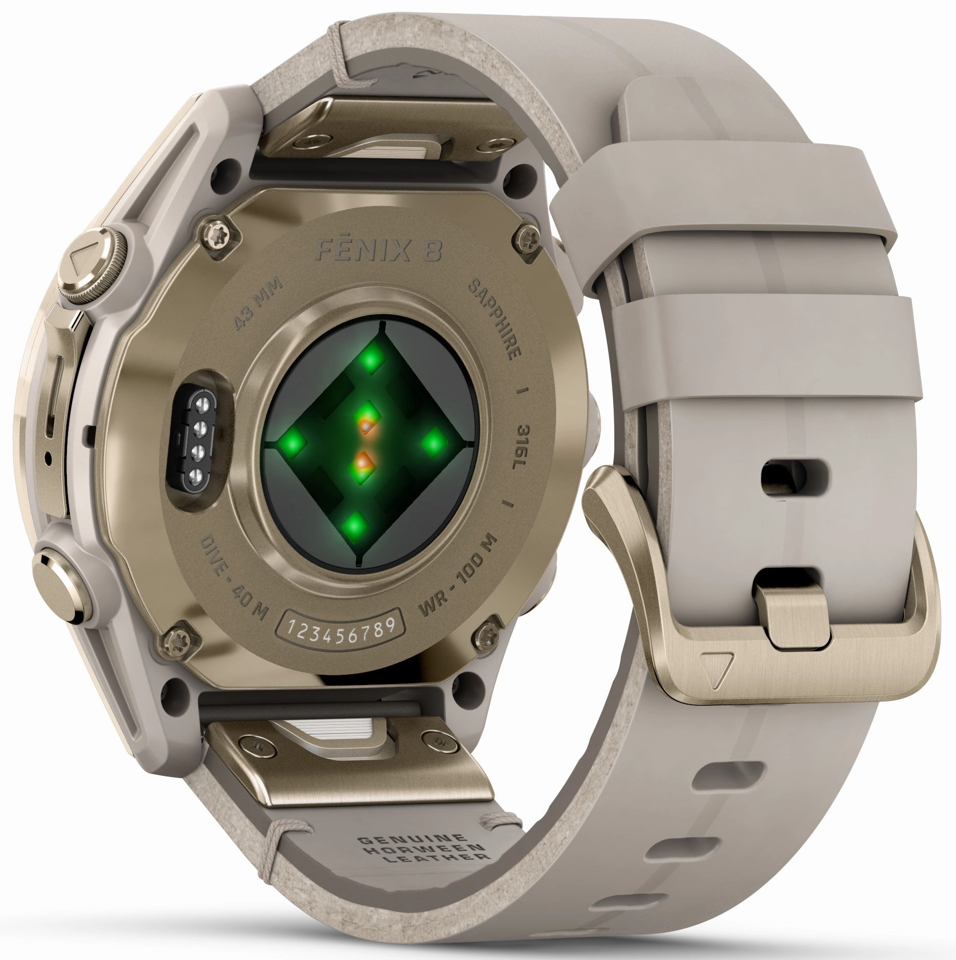 Garmin Fenix 8 43mm Sapphire AMOLED Soft Gold Limestone Leather Watch
