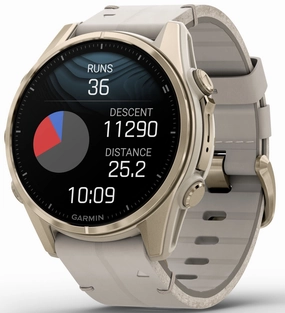 Garmin Fenix 8 43mm Sapphire AMOLED Soft Gold Limestone Leather Watch