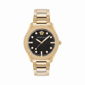Gents Greca Dome Gold-Tone Black Watch VE2T00522