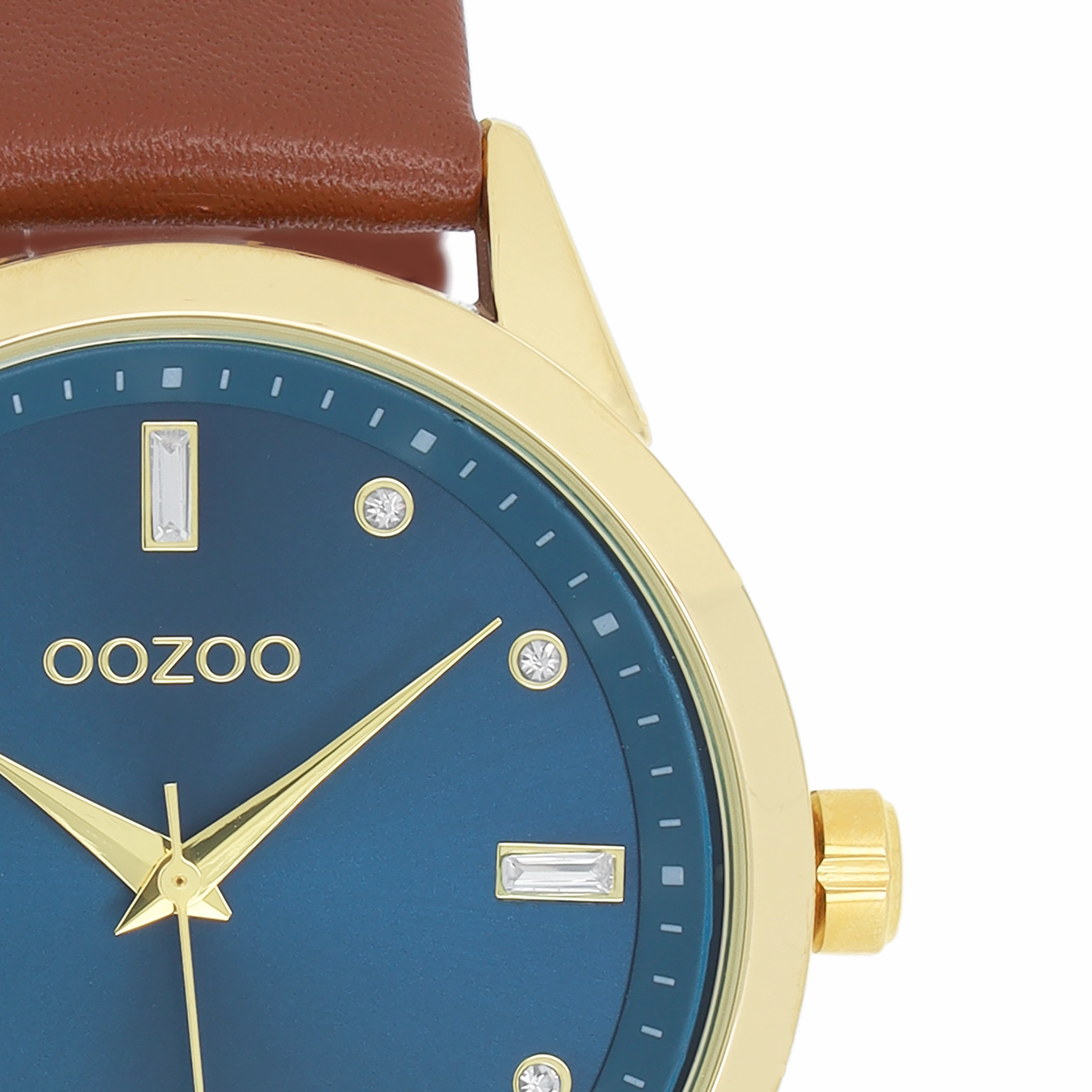 Gold coloured OOZOO watch with brown leather strap - C11438