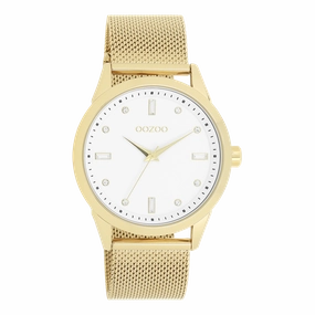 Gold coloured OOZOO watch with metal mesh bracelet - C11282