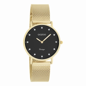 Gold coloured OOZOO watch with metal mesh bracelet - C20242
