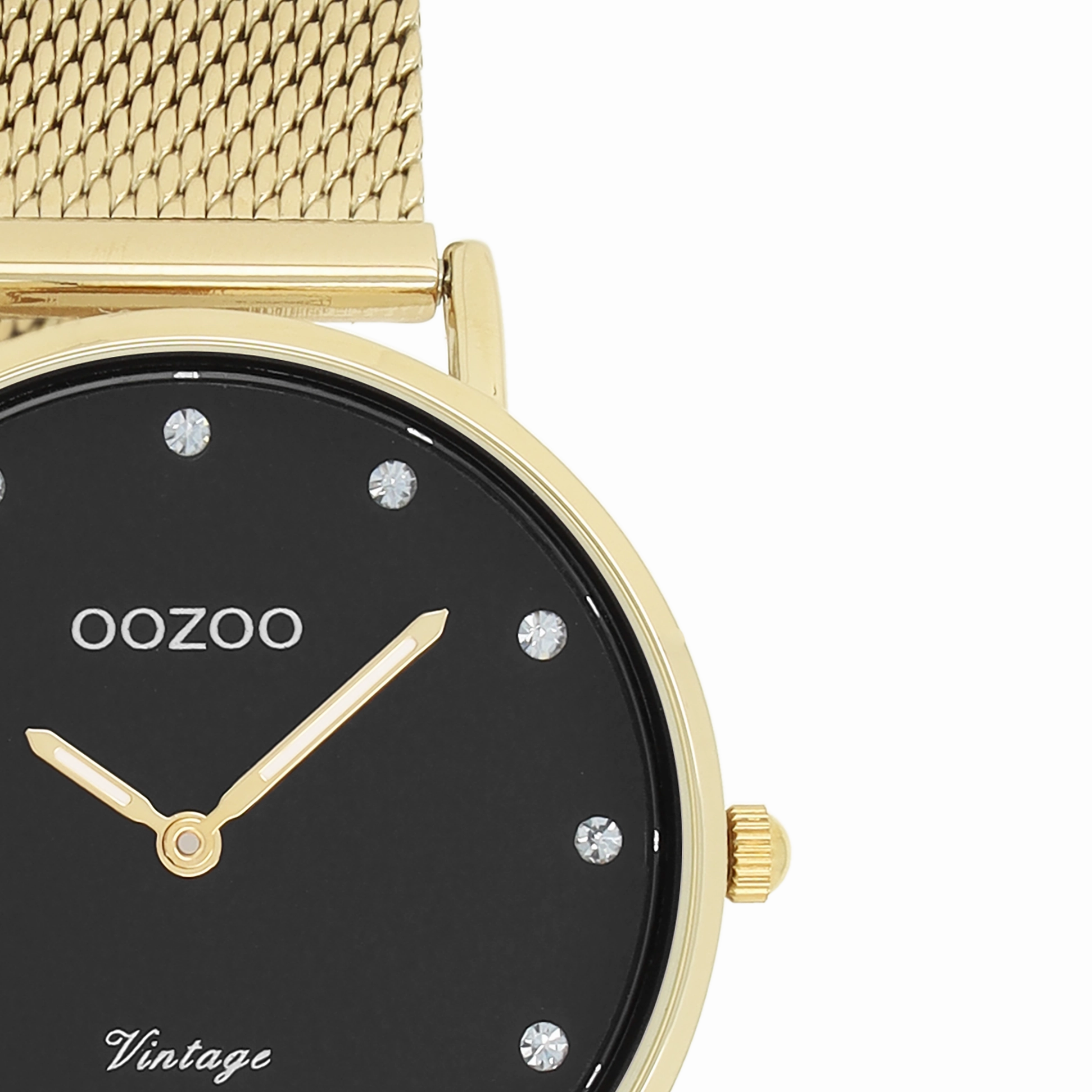 Gold coloured OOZOO watch with metal mesh bracelet - C20242