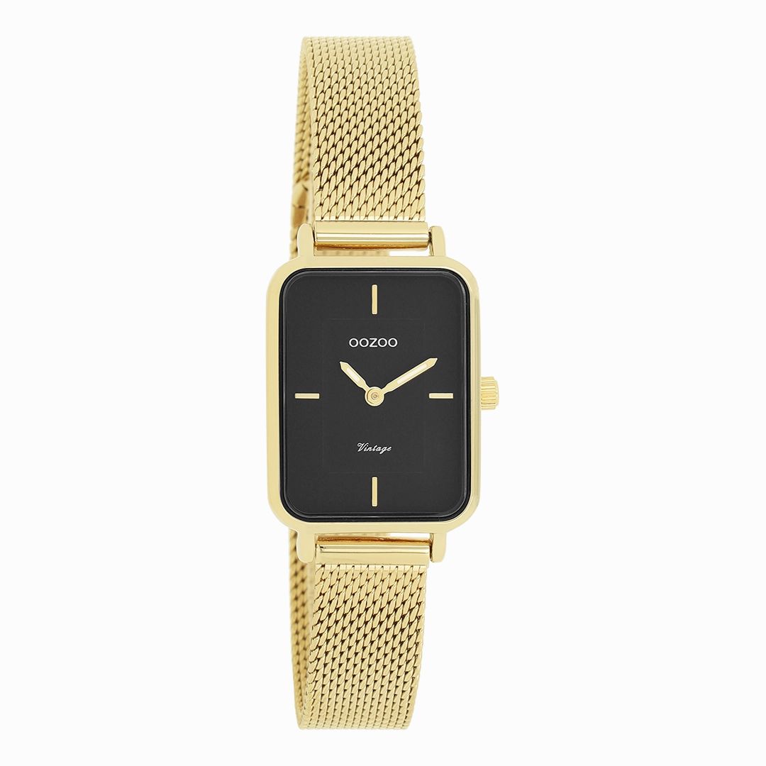 Gold coloured OOZOO watch with metal mesh bracelet - C20354