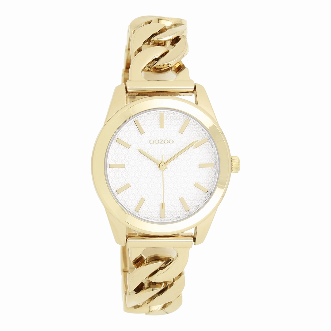 Gold coloured OOZOO watch with petit chain bracelet - C11419