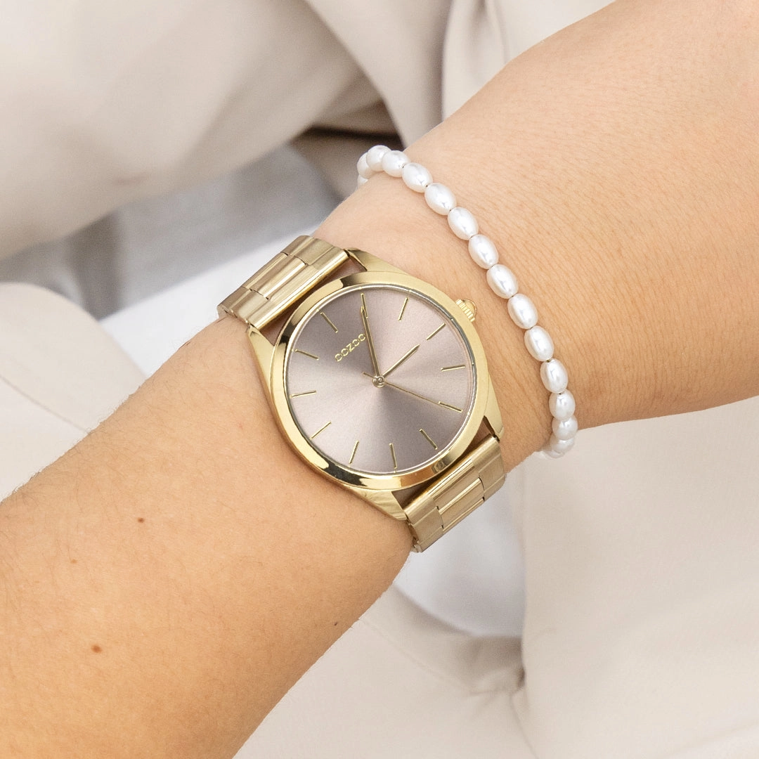 Gold coloured OOZOO watch with stainless steel bracelet - C11431