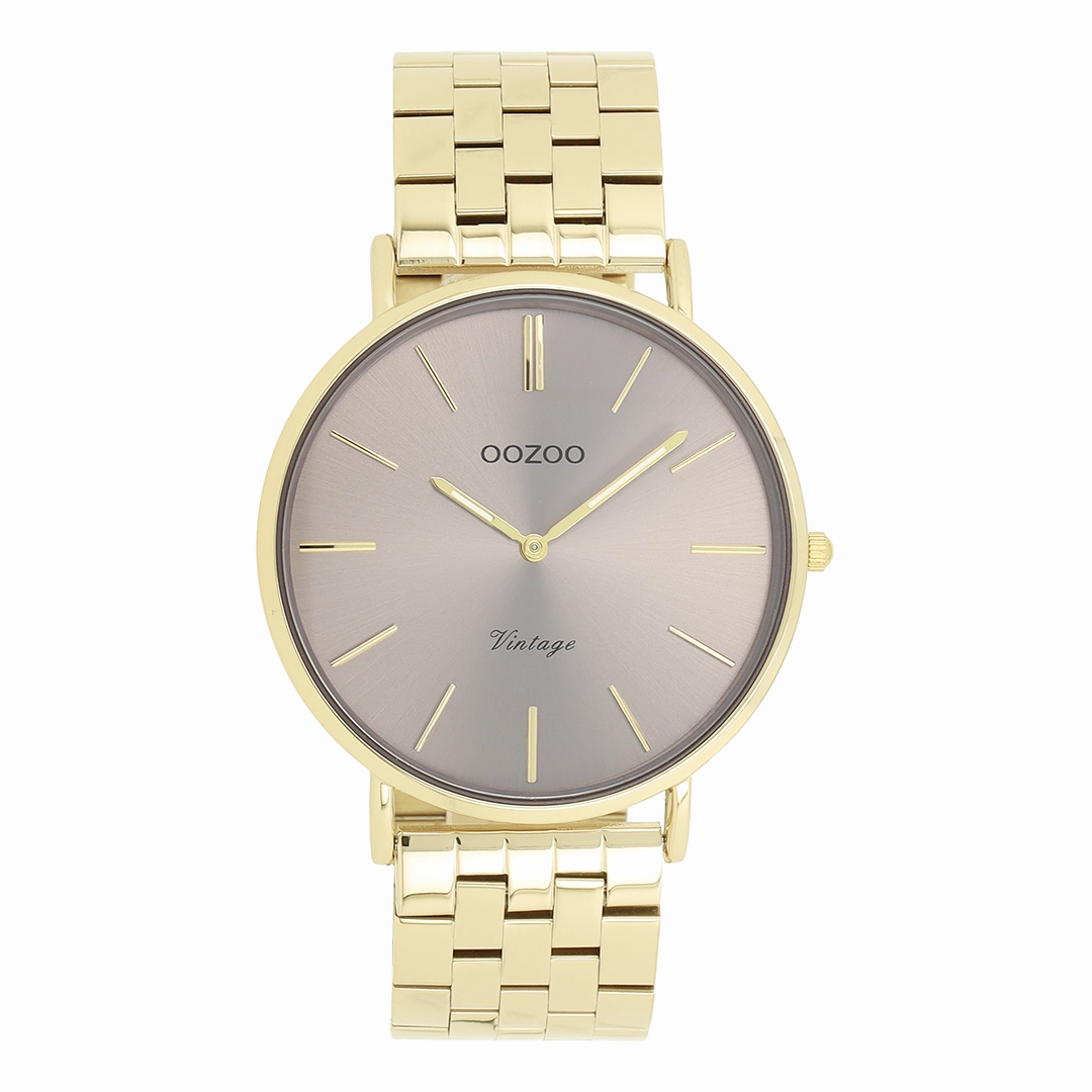 Gold coloured OOZOO watch with stainless steel bracelet - C20403