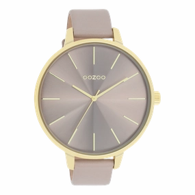 Gold coloured OOZOO watch with taupe leather strap - C11256