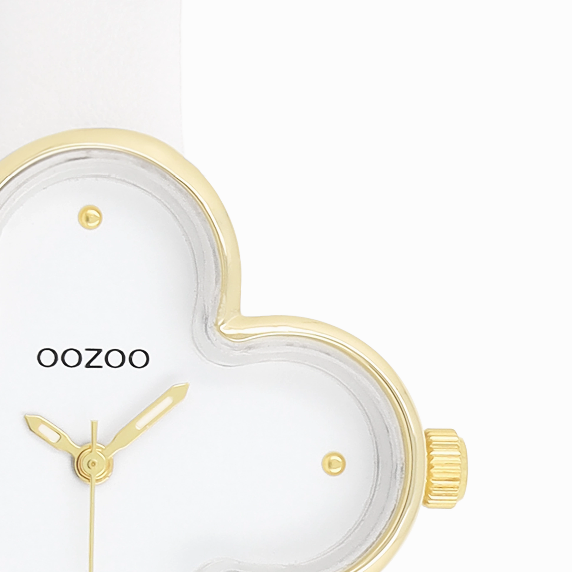 Gold coloured OOZOO watch with white leather strap - C11520