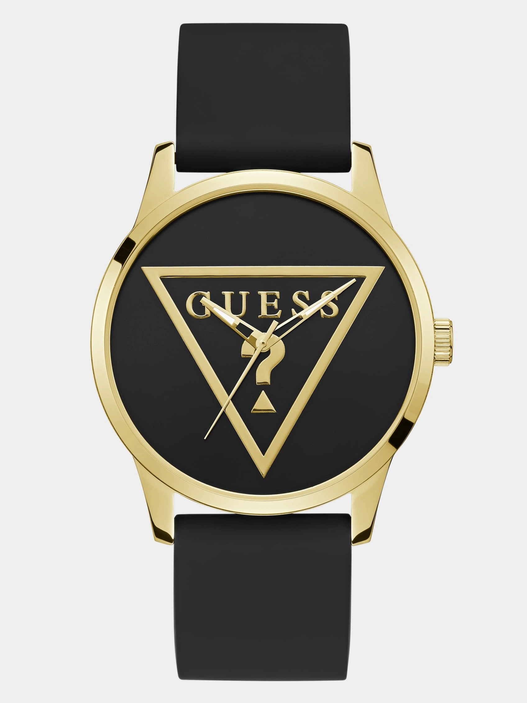 Gold-Tone Triangle and Black Silicone Analog Watch