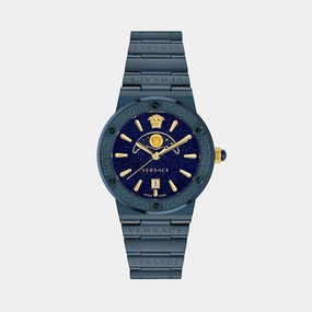 Greca Logo Moonphase Unisex Quartz Blue Analog Stainless Steel Watch VE7G00423