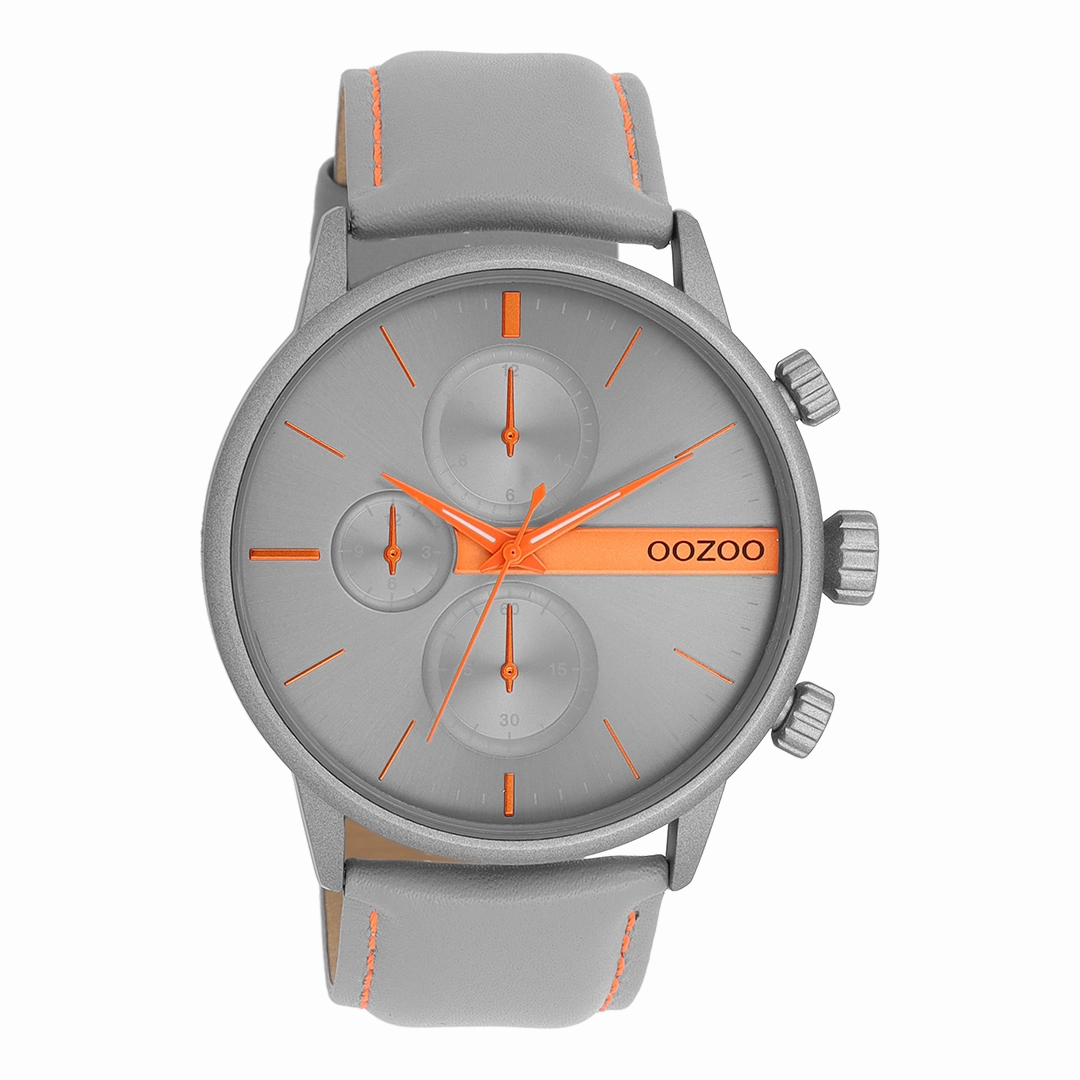 Grey OOZOO watch with leather strap - C11225