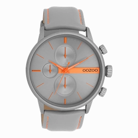 Grey OOZOO watch with leather strap - C11225