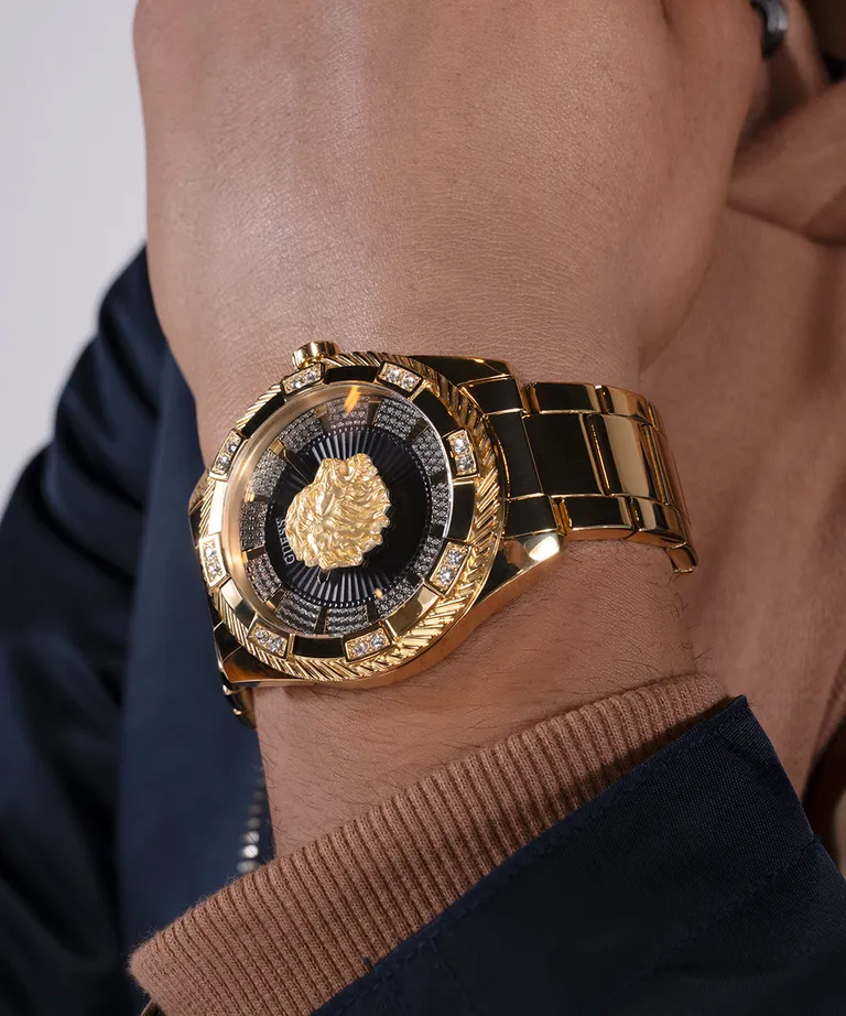 Guess Beast Black Dial Gold Stainless Steel Watch GW0783G1