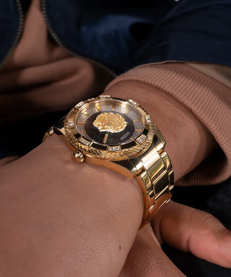 Guess Beast Black Dial Gold Stainless Steel Watch GW0783G1