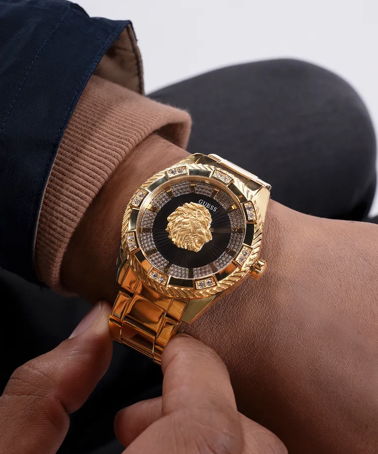 Guess Beast Black Dial Gold Stainless Steel Watch GW0783G1