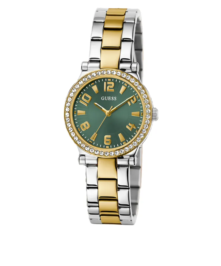 Guess Fawn G2T Green Dial Two Tone Analog Watch GW0686L2