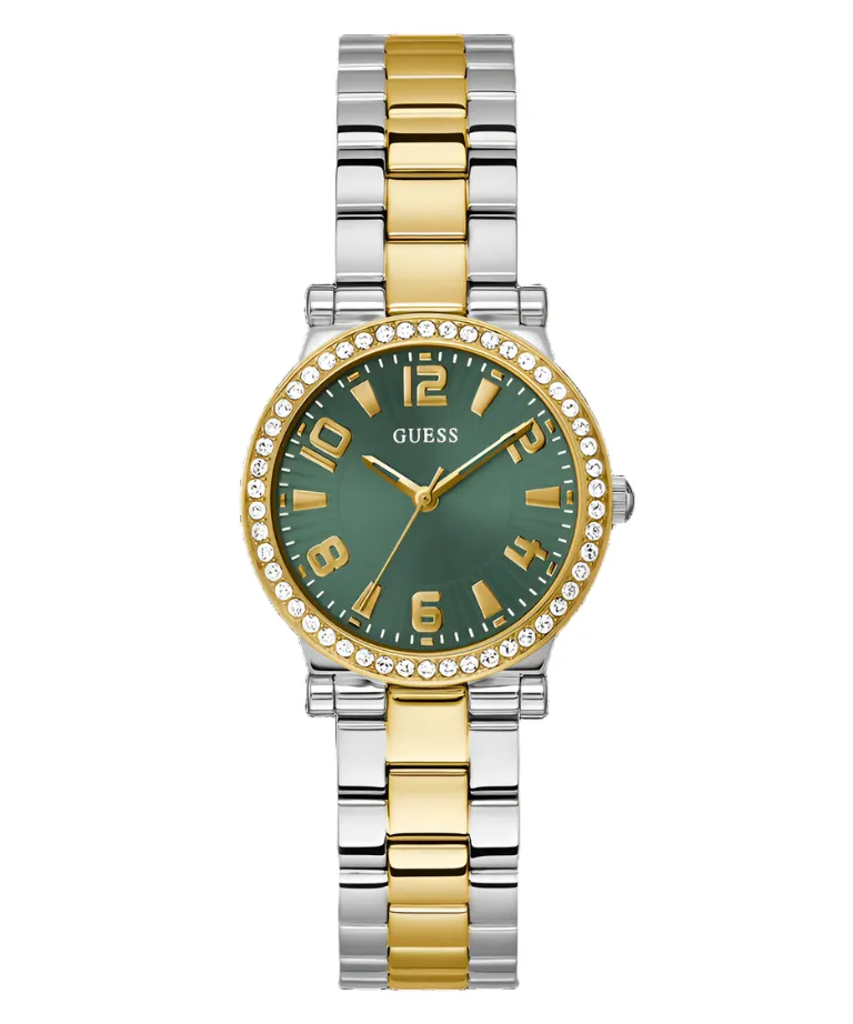 Guess Fawn G2T Green Dial Two Tone Analog Watch GW0686L2