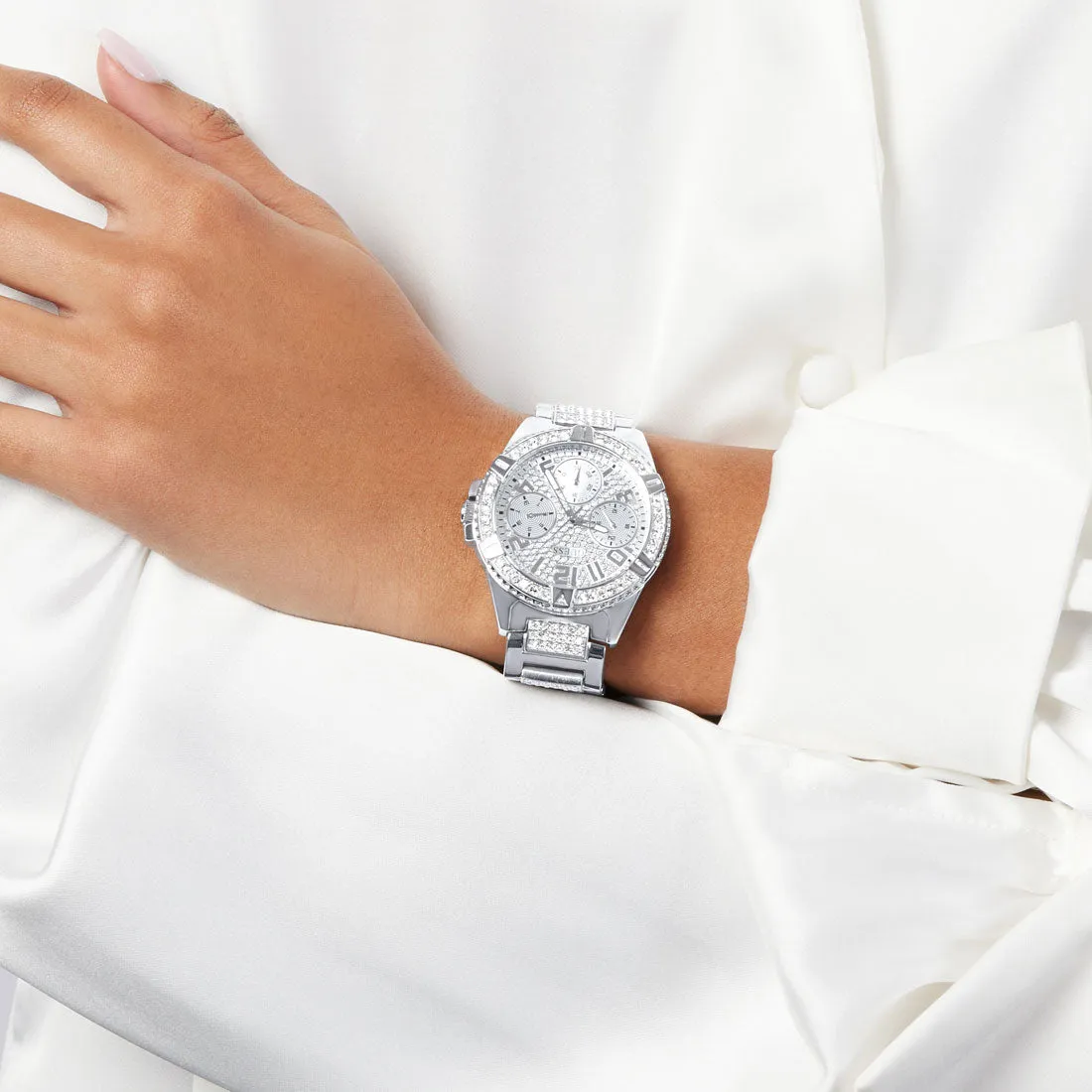Guess Frontier Silver Dial Stainless Steel Watch W1156L1