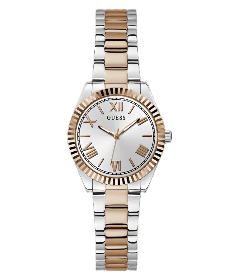 Guess  Mini Luna Silver Dial Two Tone Stainless Steel Watch GW0687L3