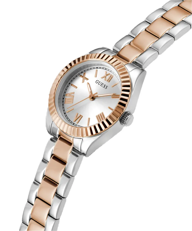 Guess  Mini Luna Silver Dial Two Tone Stainless Steel Watch GW0687L3