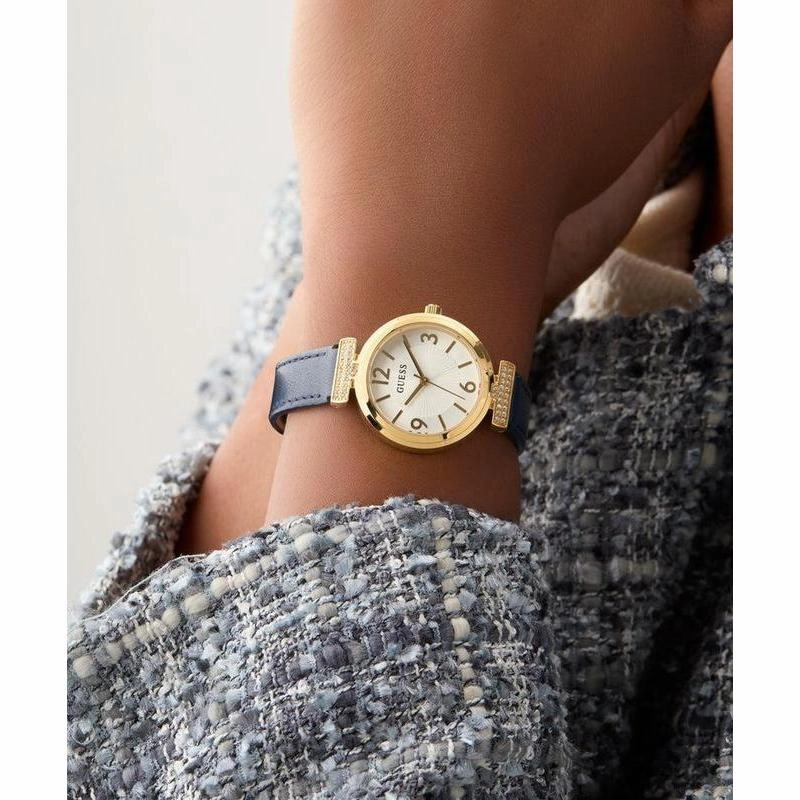 Guess Ladies Blue Gold Tone Analog Watch