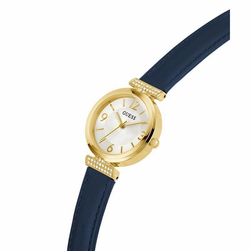 Guess Ladies Blue Gold Tone Analog Watch