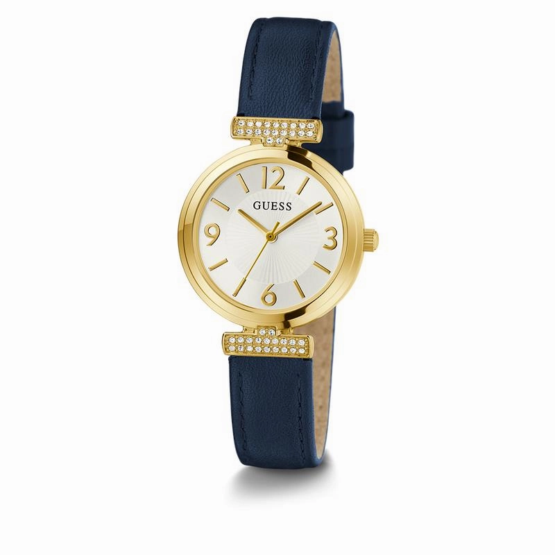 Guess Ladies Blue Gold Tone Analog Watch