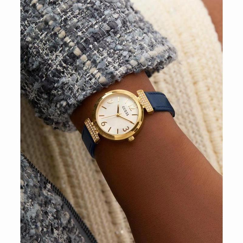 Guess Ladies Blue Gold Tone Analog Watch