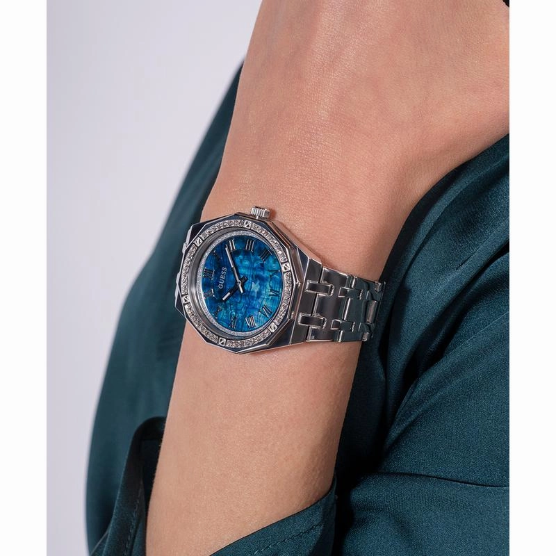 Guess Ladies Silver Tone Analog Watch