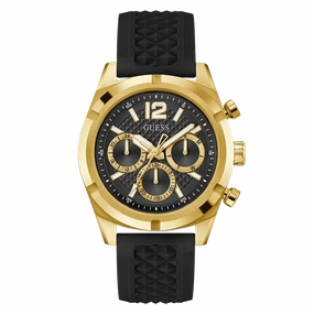 Guess Mens Black Gold Tone Multi-function Watch